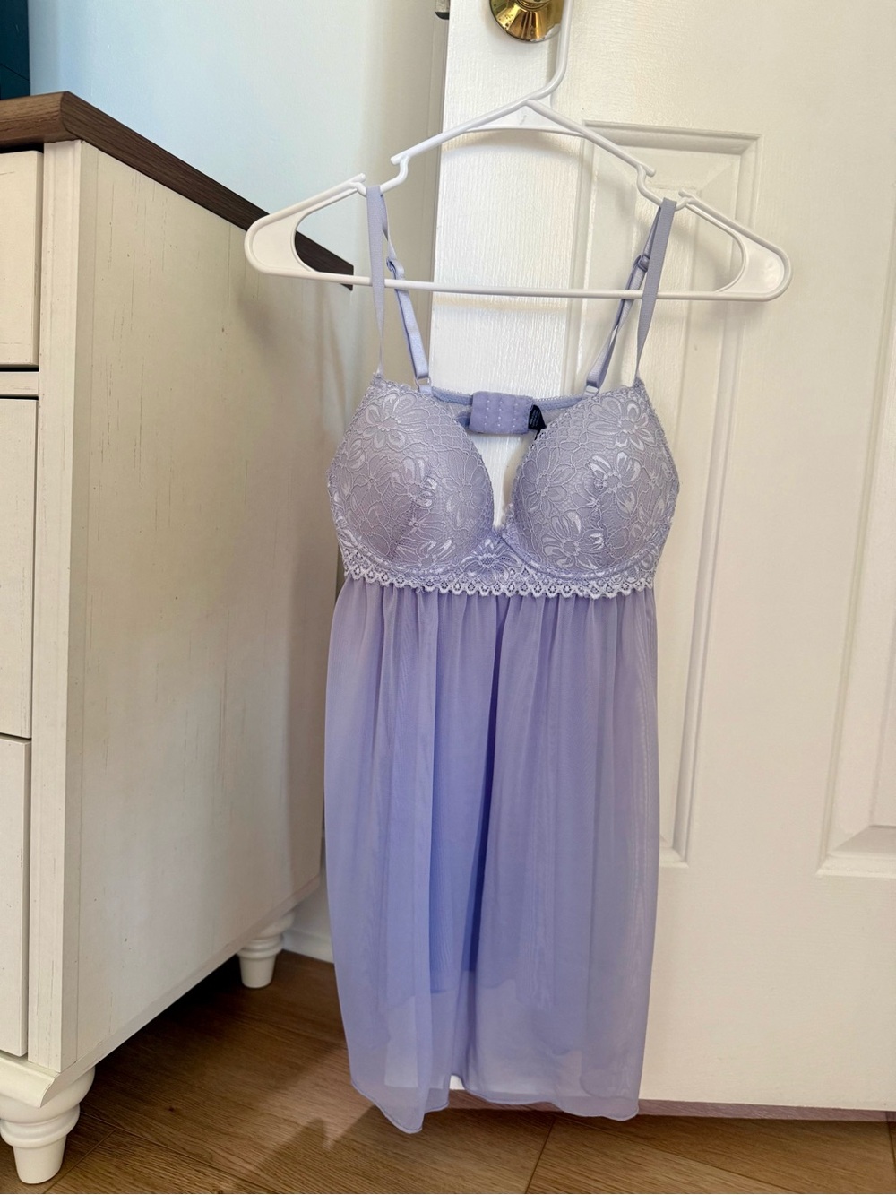 Lace & Mesh Babydoll Nightdress - Lavender